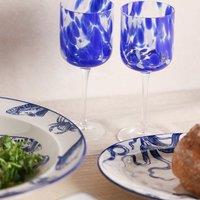 Hestia Set of 2 Blue Tortoise Shell Wine Glasses