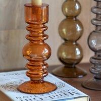Amber Movera Glass Taper Candlestick Holder