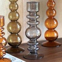 Amber Movera Glass Taper Candlestick Holder