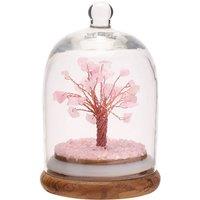 Serenity Rose Quartz Gemstone Glass Dome Tree