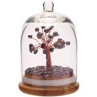 Serenity Garnet Gemstone Glass Dome Tree