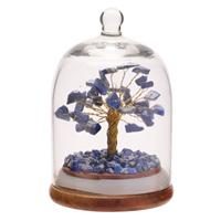 Serenity Lapis Lazuli Gemstone Glass Dome Tree