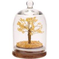 Serenity Citrine Gemstone Glass Dome Tree