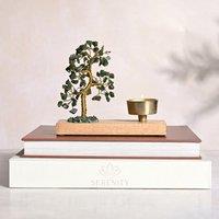 Serenity Green Jade Gemstone Tree Tealight Holder
