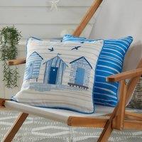 Beach Huts Outdoor Cotton Square Filled Cushion