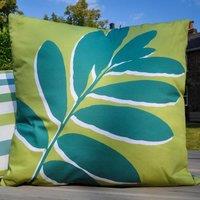 Leaf Print Outdoor Cotton Square Filled Cushion