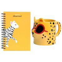 Tache A5 Zebra Notebook & Leopard Ceramic Mug Set