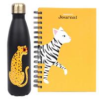 Tache Leopard Water Bottle and A5 Zebra Notebook Set