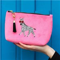 Tache Small Zebra Velvet Make Up Bag