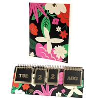 Tache B5 Floral Sketchbook & Perpetual Desk Flip Calendar Set