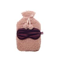 Aroma Home Pink Teddy Hot Water Bottle & Satin Eye Mask Set
