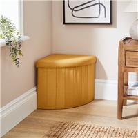 Faux Linen Corner Ottoman