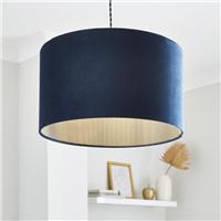 Ticking Stripe Velvet Drum Lamp Shade