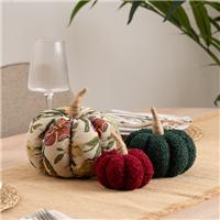 Set of 3 Plush Damask & Boucle Pumpkins