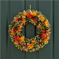 Artificial Autumnal Wood Shaving Wreath