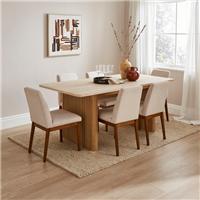 Lucin Travertine Effect 6 Seater Rectangle Dining Table