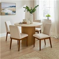 Lucin Travertine Effect 4 Seater Round Dining Table