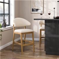 Hugh Modern Stained Counter Height Bar Stool, Fabric