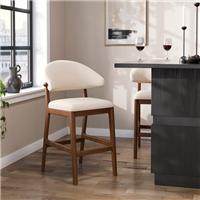 Hugh Dark Stained Counter Height Bar Stool, Fabric