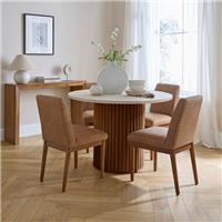 Lucin Travertine Effect 4 Seater Round Dining Table