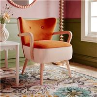 Eliza Tiny Stripe Velvet Wooden Occasional Armchair