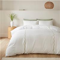 Bria Embroidered Scallop Duvet Cover & Pillowcase Set