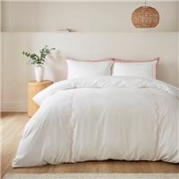 Bria Embroidered Scallop Duvet Cover & Pillowcase Set