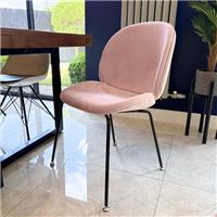 Fusion Living Luxurious Velvet Dining Chair with Black Metal Legs