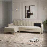 Kendall Quilted Velvet Clic Clac Storage Corner Sofa Bed
