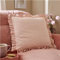 Gingham Frill 100% Cotton Square Cushion