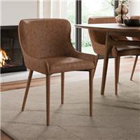 Montreal Set of 2 Fully Upholstered Dining Chairs, Faux Leather