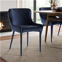 Montreal Set of 2 Fully Upholstered Dining Chairs, Velvet