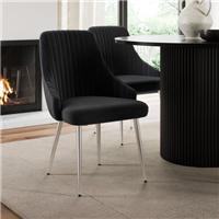 Shea Set of 2 Chrome Leg Dining Chairs, Velvet