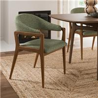 Hugh Carver Dark Stained Dining Chair, Tonal Boucle