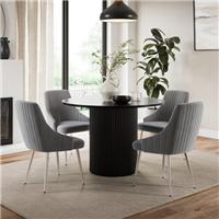 Shea Set of 2 Chrome Leg Dining Chairs, Velvet