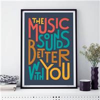 Sketchbook Design The Music Sounds Better With You Framed Print