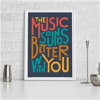 Sketchbook Design The Music Sounds Better With You Framed Print