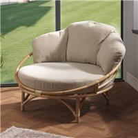 Desser Snug Cuddle Rattan Chair Rattan with Boucle Cushion