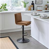 Clancy Adjustable Height Bar Stool, Faux Leather