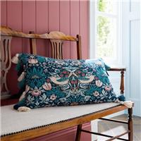 William Morris At Home Strawberry Thief Tassel Rectangle Cushion