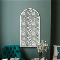 Typis Arched White Floral Wall Mirror