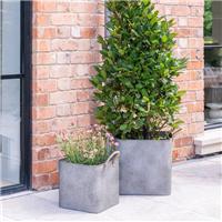 Set of 2 Outdoor Galvanised Rope Handle Square Planters