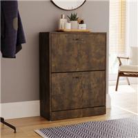 Vida Designs 2 Tier Dark Wood Effect Shoe Cabinet