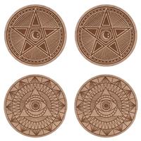 Set of 4 Mystic Legends Wooden Coasters