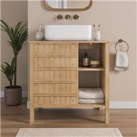 Oto Sliding Door Vanity Unit, Bamboo
