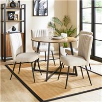 Brayden 4 Seater Round Dining Table, Parquet Effect Light Wood