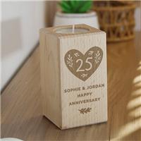 Personalised Anniversary Wooden Tealight Holder