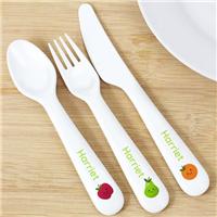 Personalised Healthy Eating Plastic 3 Piece Cutlery Set