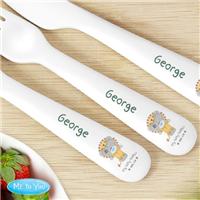 Personalised Tiny Tatty Teddy Jungle Animals Plastic 3 Piece Cutlery Set