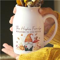 Personalised Autumn Gnome Flower Jug Vase